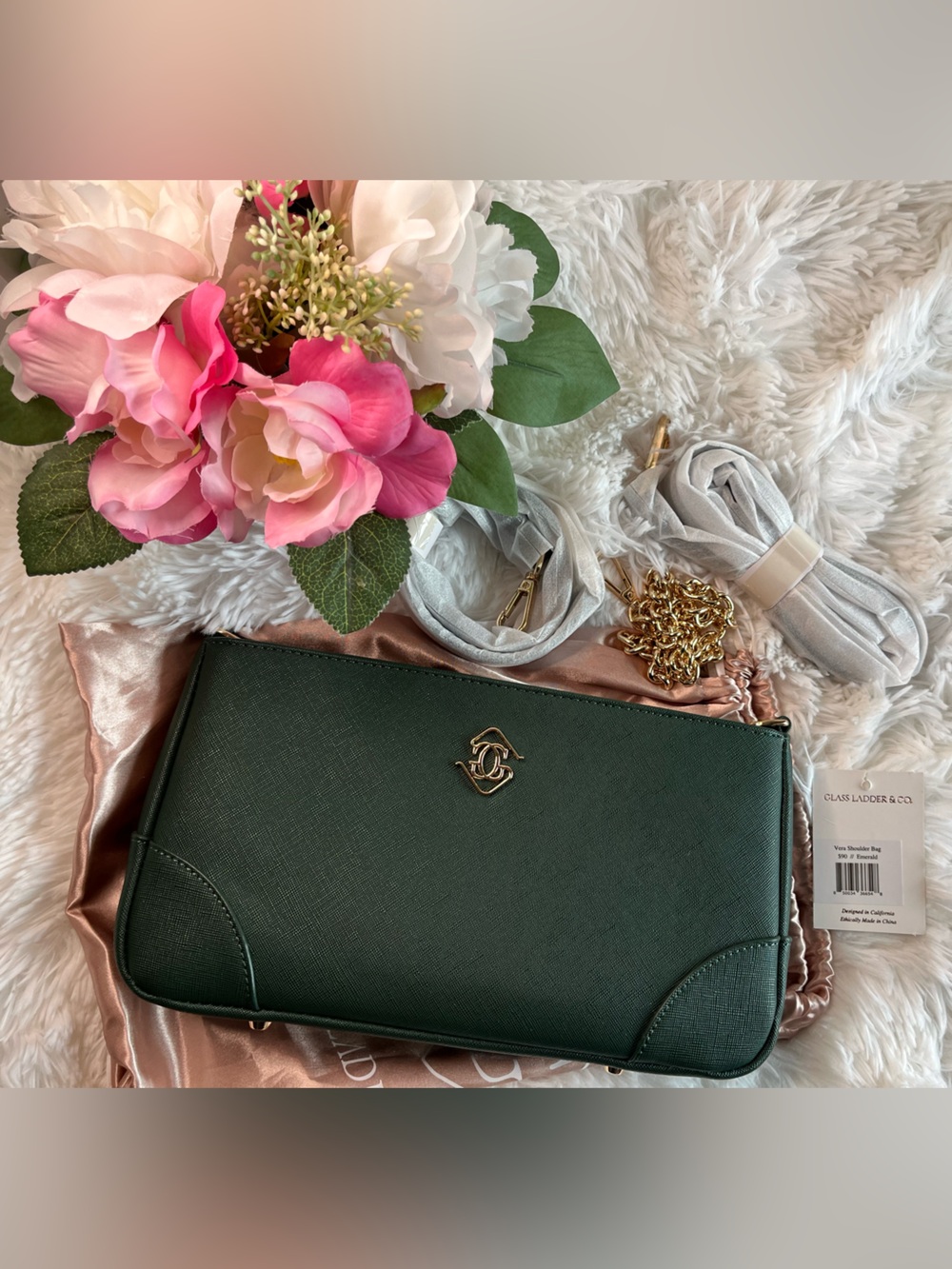 EUC Glass Ladder and Co Emerald Vera Shoulder Bag